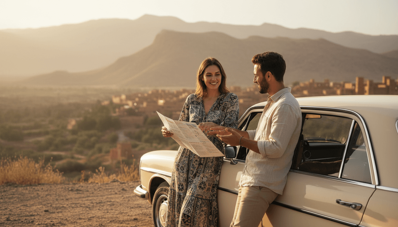 Driver discussing customized route options with passenger