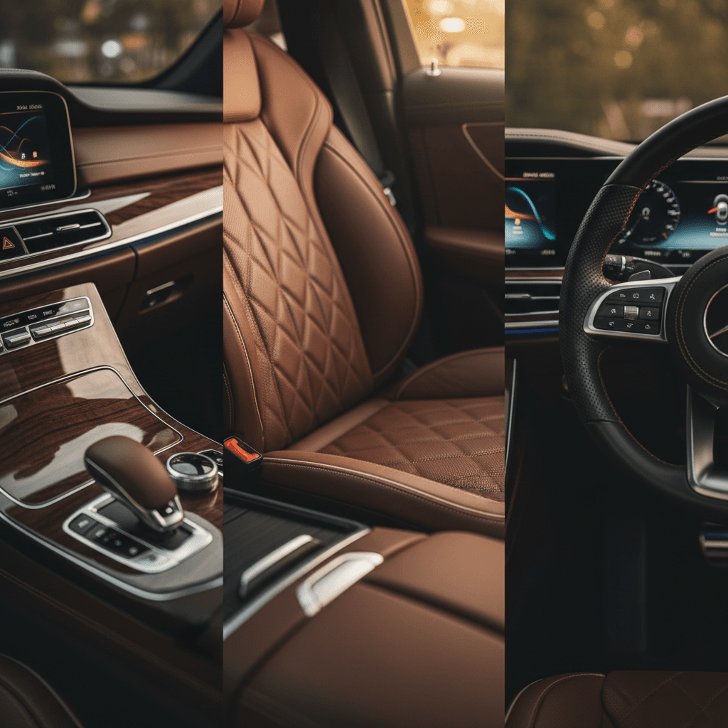 Luxury vehicle interior details and premium finishes