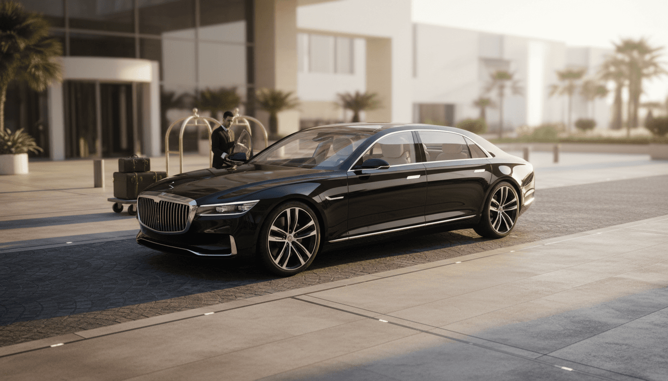 Pristine luxury sedan ready for airport transfer service