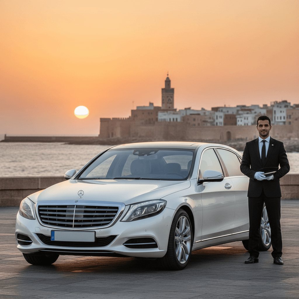 Luxury transfer vehicle ready for passenger pickup