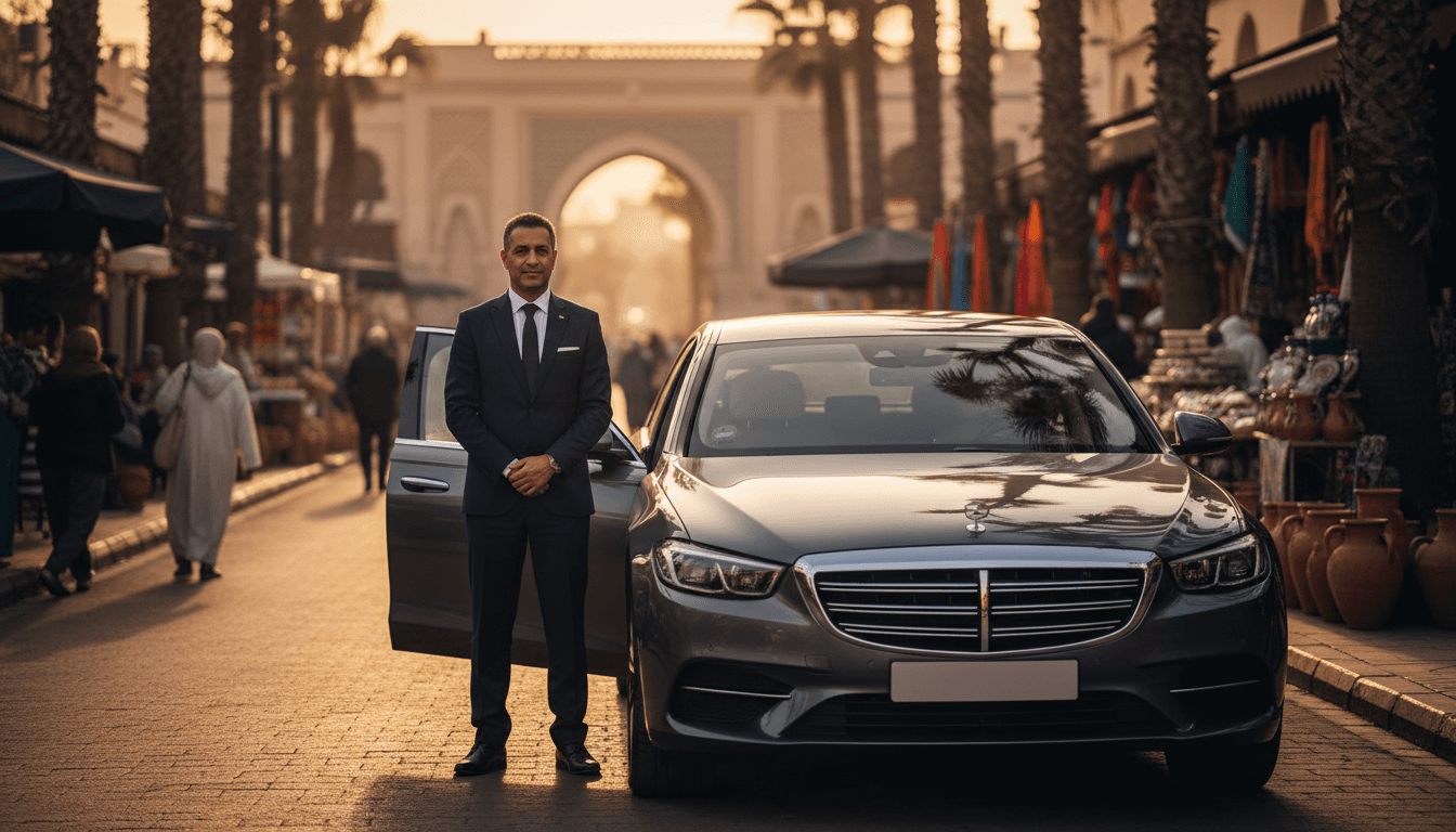 Luxury sedan with professional driver in Tangier